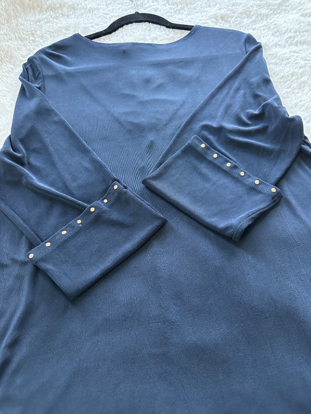 Chico's Travelers Ink Navy Tunic with Gold studs Chico's Size 2 / US 12 /L - Picture 7 of 11